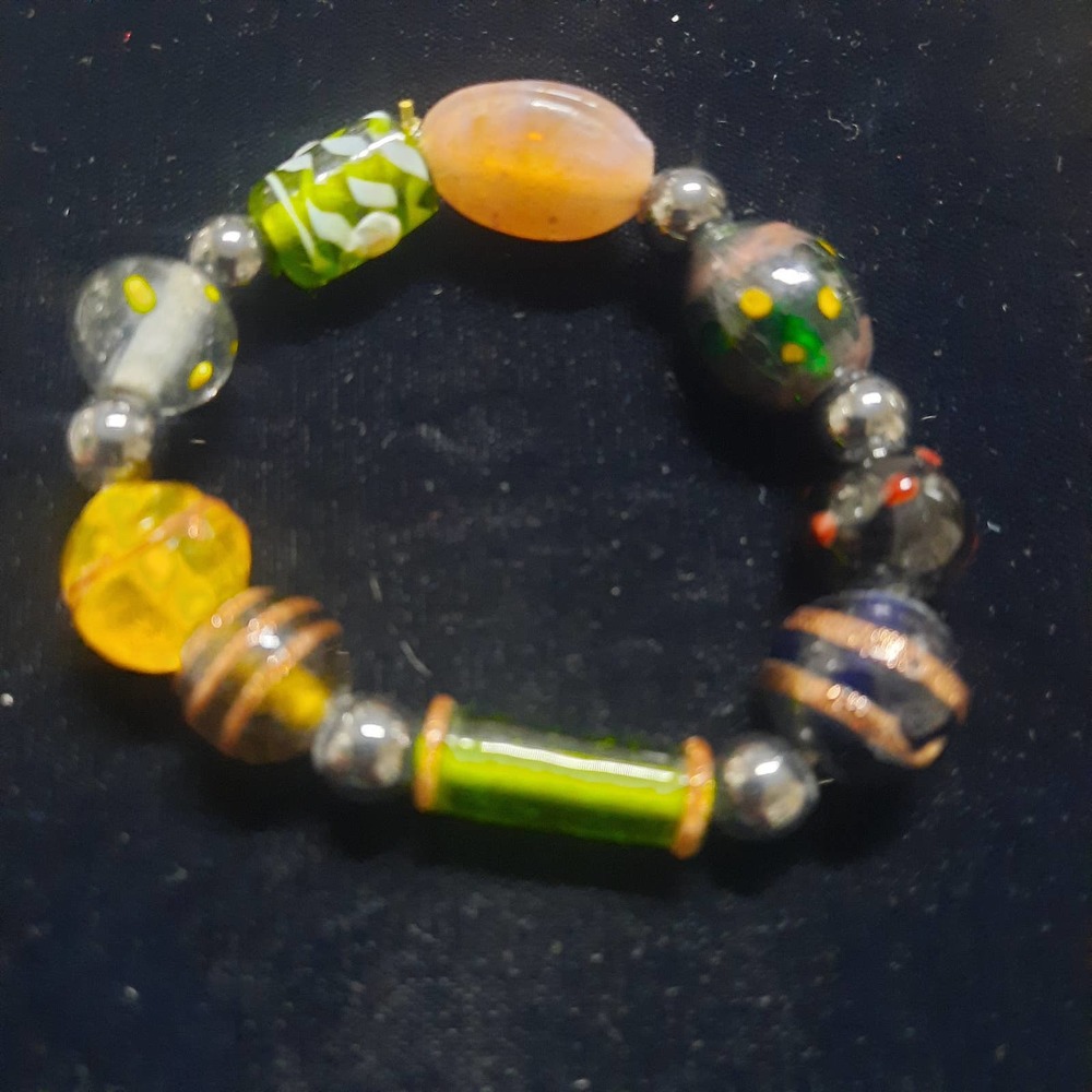 Handmade Stretch Glass beads bracelet Multicolored Glass beads